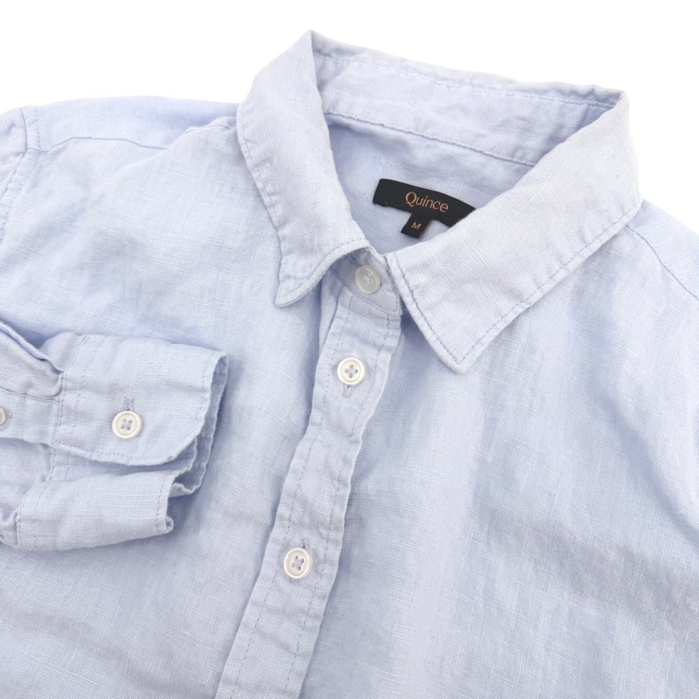 Quince Shirt Womens M Light Blue European Linen Long Sleeve Casual Top Coastal